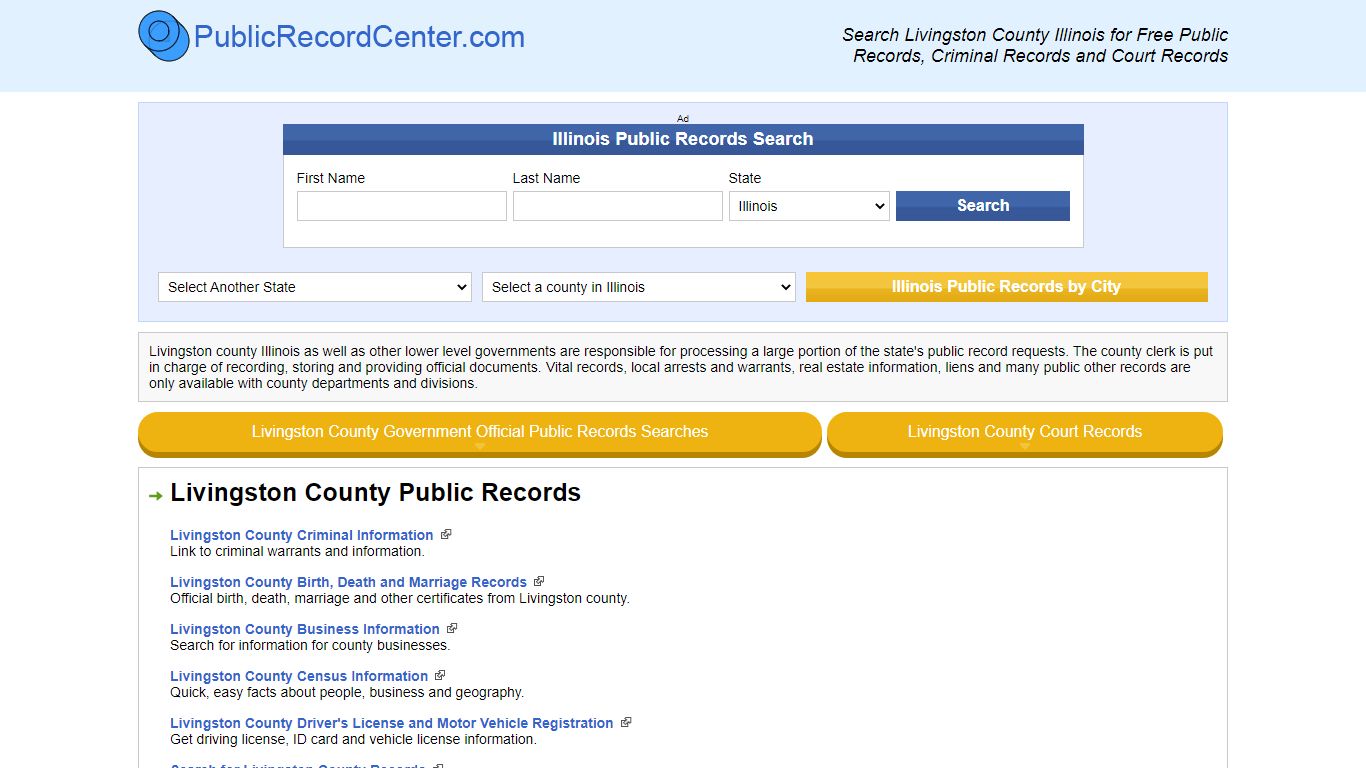Livingston County Illinois Free Public Records - Court ...